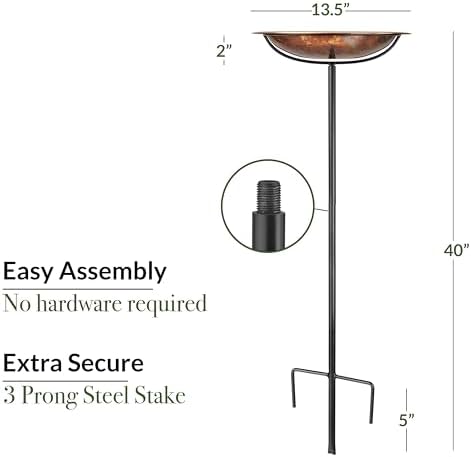 Good Directions Fired Copper Bird Bath on Garden Pole 13" - Image 4