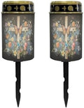 Poceacles Cross Solar Lights Outdoor for Cemetery Grave Solar Lights Outdoor Waterproof Decorative Flameless Candle for Cemetery Garden Backyard Outdoor Decor, Butterfly Floral Cross Black, Pack of 2 by Poceacles
