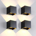 Mille Lucciole 12W 4Pack Outdoor Wall Lights Exterior/Interior,LED Black Outdoor Wall Sconces Light Fixtures Modern,IP65 Waterproof Square Aluminum Wall Lamps, Up and Down Lights 3000K Warm Lights by MilleLucciole