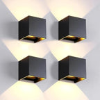 Mille Lucciole 12W 4Pack Outdoor Wall Lights Exterior/Interior,LED Black Outdoor Wall Sconces Light Fixtures Modern,IP65 Waterproof Square Aluminum Wall Lamps, Up and Down Lights 3000K Warm Lights by MilleLucciole