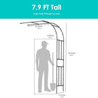 Twira Half Garden Arch Trellis, 7.9FT Tall Pre-Assembled Metal Arbor Black - Image 2