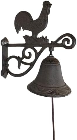 Ebros Gift Cast Iron Rustic Vintage Western Farmhouse Rooster Chicken Door Wall Dinner Yard Bell Outdoor Southwestern Farm Cowboy Cowgirl Accent Bells - Image 3