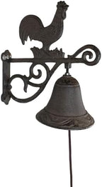 Ebros Gift Cast Iron Rustic Vintage Western Farmhouse Rooster Chicken Door Wall Dinner Yard Bell Outdoor Southwestern Farm Cowboy Cowgirl Accent Bells - Image 3