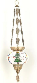 DEMMEX Turkish Moroccan Colorful Mosaic Christmas Theme Holidays Hanging Candle Holder Lantern with Handmade Colorful Mosaic Glass Globe and Metal Leaf Chains, 24" (Xmas 2025) - Image 3