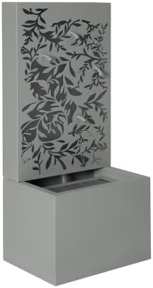 30.7" Outdoor Wall Fountain, Leaf Cutout Waterfall Fountain with LED Lights, Garden Wall Decor for Patio, Light Grey - Image 6