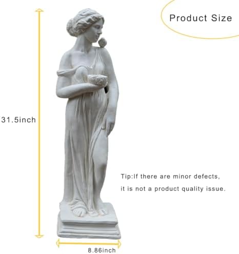 Outdoor Statue with Birdbath Bird Bath Bowl, Nymph Sculpture Goddess of Greek Mythology Roman Style for Patio Yard Lawn Porch Decor, Grey (Nymph) - Image 7