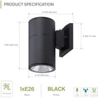 ASD 1 Light Dusk to Dawn Cylinder Outdoor Sconce Lights, E26 Base 2 Pack - Image 2