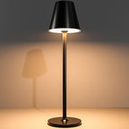 Timjorman Modern LED Cordless Table Lamp, 4000mAh Rechargeable Battery, 3 Level Brightness Night Light, Metal Shell, Minimalist Design, for Couples Dinner/Coffee Table/Restaurant/Bedroom, Black by Timjorman