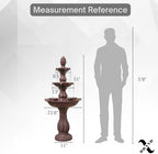 XBrand 51" 3-Tier Outdoor Waterfall Fountain, Freestanding Resin Water Feature with Pump, Cascading Water Design for Garden, Patio & Yard, Brown - Image 6