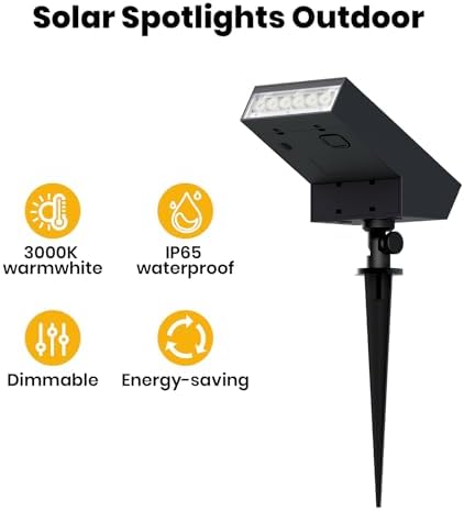 SOTTLOT Solar Spot Lights Outdoor, Solar Pathway Lights, Metal Ground Spike - Image 2