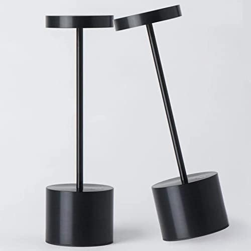 2Pack Cordless Table Lamp, Rechargeable LED Battery 5000mAh Metal USB Portable Powered Desk Lamp, 3 Levels Brightness Light for Restaurants Outdoor (2pack 10.25in Black) by YIBEN