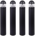 Solus Rounded LED Bollard Path Light – 20W Integrated LED, 1400 Lumens – 3000K or 4000K CCT – Modern Outdoor Light, ETL Listed – Black or Bronze Finish (Black, 4000K / 4 Pack) by Solus