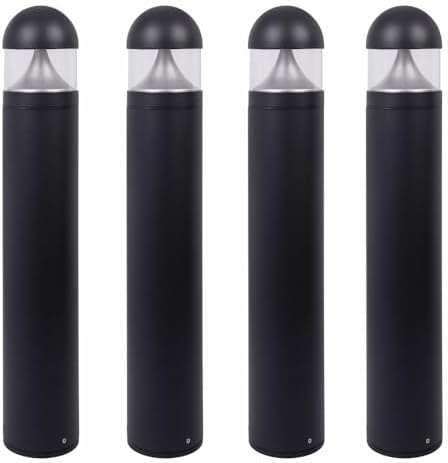 Solus Rounded LED Bollard Path Light – 20W Integrated LED, 1400 Lumens – 3000K or 4000K CCT – Modern Outdoor Light, ETL Listed – Black or Bronze Finish (Black, 3000K / 4 Pack) by Solus