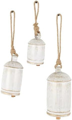 Deco 79 Metal Decorative Cow Bells, Set of 3 Cowbell 10", 7", 5" H, White by Unknown