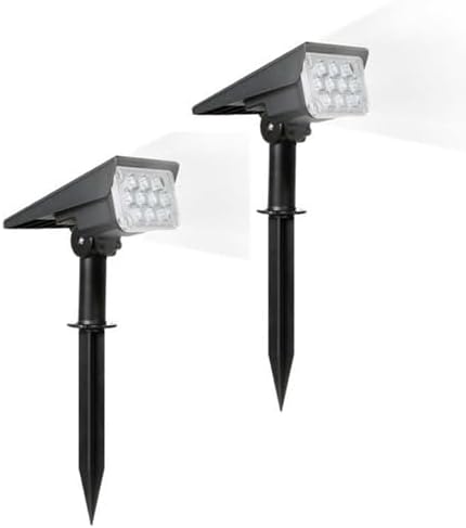 LED Solar Outdoor Garden Spotlights, IP65 Waterproof, Powered Security Landscape Lights, Auto On/Off,In-ground/Wall Lamp for Garden/Patio/Driveway/Pond/Deck(White,2PCS (3w-5.5V)) by Unknown