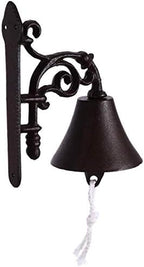 1 Set Cast Iron Wall Hanging Bell,Christma Bells Welcome Ship Bell Hand Shaking Doorbell, Wall Mounted Dinner Bell, Metal Wall Art Decoration for Indoor Outdoor Garden Home by Unknown