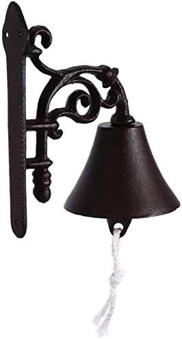 1 Set Cast Iron Wall Hanging Bell,Christma Bells Welcome Ship Bell Hand Shaking Doorbell, Wall Mounted Dinner Bell, Metal Wall Art Decoration for Indoor Outdoor Garden Home by Unknown