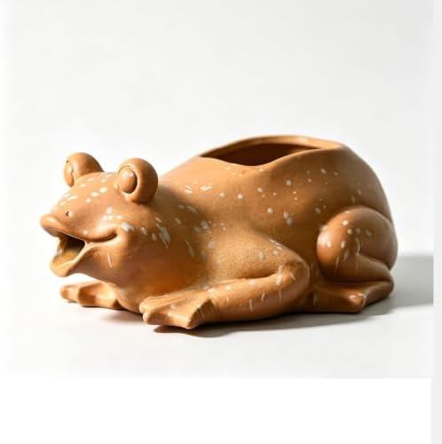 Ceramics Waterfall Frog Statue Fountain with Water Pump, Garden Pond Spitters, Automatic Circulation Water Landscaping Ornaments for Ponds, Patio and Courtyard(Yellow) by Unknown