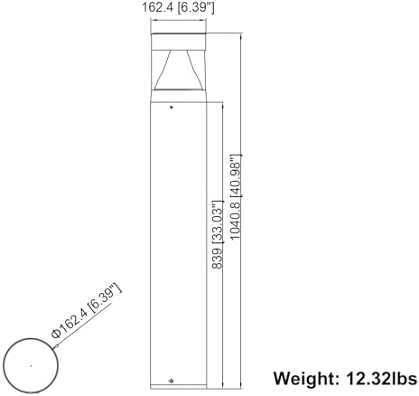 24/19/14W CCT Tunable 42in LED Bollard Light Outdoor Photocell Bronze 120V - Image 5