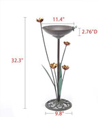 HOUYANG 32.3" H Cast Iron Pedestal Bird Bath, Metal Bird Baths for Outdoors - Image 2