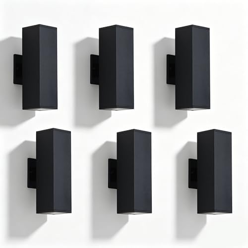 Modern Outdoor Wall Light Fixtures, 6 Pack Wall Light Fixtures with Up and Down 7W LED Bulbs, Wall Sconce for Porch, Garage, Garden by Unknown