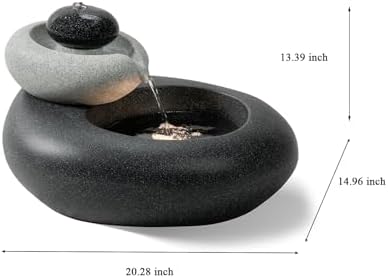 13.39" H Outdoor Water Fountain Made with Eco-Friendly Recyclable Materials, Polyethylene Rock Waterfall Outdoor Fountain, Garden Decor with LED Light & Pump for Patio, Backyard (13.39") - Image 5