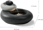 13.39" H Outdoor Water Fountain Made with Eco-Friendly Recyclable Materials, Polyethylene Rock Waterfall Outdoor Fountain, Garden Decor with LED Light & Pump for Patio, Backyard (13.39") - Image 5