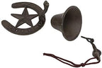 Ebros Gift Cast Iron Rustic Vintage Western Star Horseshoe Door Wall Dinner Yard Bell Outdoor Southwestern Farmhouse Cowboy Cowgirl Accent Bells - Image 3