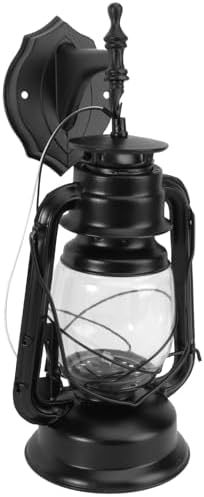 Vintage Retro Wall Lantern Decorative Wall Lamp Black Metal Kerosene Style for Restaurant Bedroom Corridor (no Bulb) by FONDOTIN