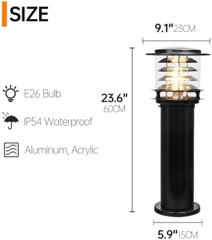 Black Aluminum Bollard Path Lights - IP54 Waterproof, Ideal for Walkway, Patio, Yard & Garden - Image 2