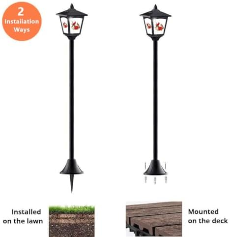2-Pack 40-Inch Solar-Powered Mini Lamp Post Lights with Red Bird Design – Vintage Street Lights for Halloween, Thanksgiving & Christmas – Outdoor Solar Garden Lights for Lawn, Pathway, Driveway, Fron - Image 3