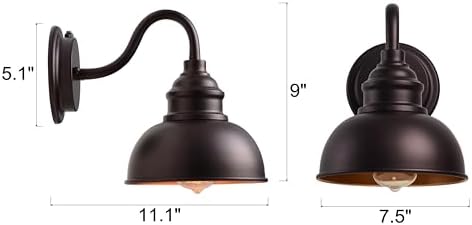 Oil Rubbed Bronze Dusk to Dawn Outdoor Lights 2 Pack, 9 Inch Farmhouse Barn Lights Outdoor,Outside Wall Light for House, Garage, Doorway, Porch - Image 2