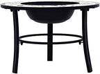 Mosaic Fire Pit Green Steel Fire Pit Bowl with Grid and Tabletop for Outdoor Heating and BBQ Use 26.8" Ceramic - Image 3