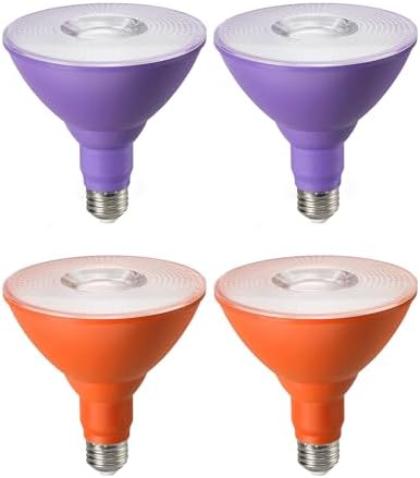 EDISHINE Halloween PAR38 LED Flood Purple&Orange Light Bulbs Dimmable 4Pack by EDISHINE