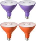 EDISHINE Halloween PAR38 LED Flood Purple&Orange Light Bulbs Dimmable 4Pack by EDISHINE