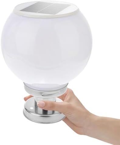 Kichvoe Solar Outdoor Light Fence Post Lamp 12 V Ip65 White Globe by Kichvoe