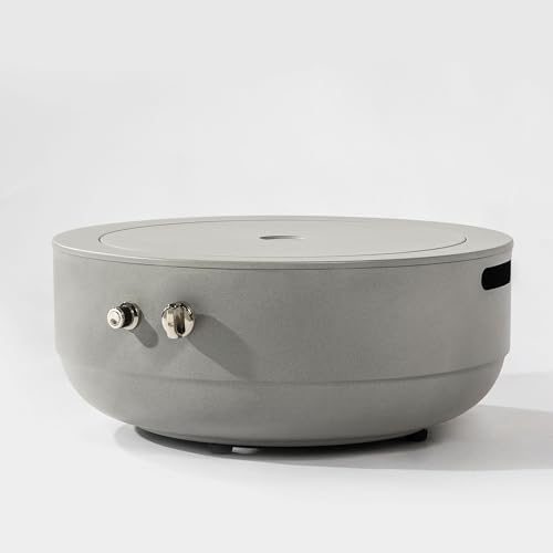 24 Inch Propane Fire Pit Bowl, 50000 BTU Round Steel Gas Fire Pit with Lid, Portable Outdoor Fire Table for Patio Deck Balcony Backyard Garden, Concrete Grey (Tank Cover Not Included) - Image 6
