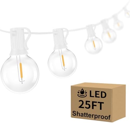 Bosceos Outdoor G40 LED Globe String Lights 25FT Shatterproof Waterproof by BestChoiceforYourLife