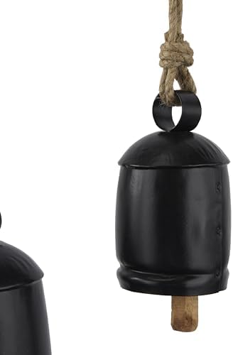 Deco 79 Metal Cow Bells, Meditation Bell, Set of 3, 10", 7", 5"H, Black - Image 4
