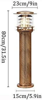Rustic Industrial Outdoor Bollard Light | IP65 Waterproof LED Pathway Lamp with Clear Glass Anti-Rust Bronze Finish | Vintage Garden Column Light for Yard, Patio, Walkway, Driveway Lighting - Image 6