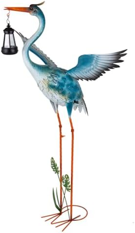 DREAMSOUL Solar Garden Statues, 40.6" Metal Crane Statue Patio Yard Decor by DREAMSOUL