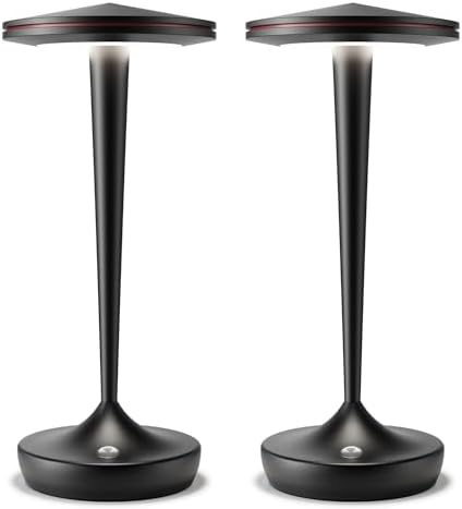 Rechargeable Table Lamp Cordless LED Touch Light Set of 2 Black by Tpczqj