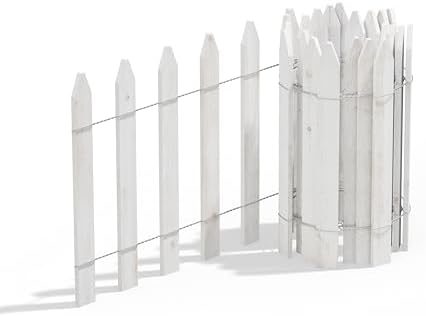 Greenes Fence Cedar Wood Garden Picket Fence with Cedar Stake Installation System, White, 16" H x 8' L (4-Pack, 32' Total) - Image 3