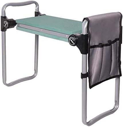 Upgrade Garden Kneeler and Seat Stool, Foldable Heavy Duty Garden Bench Workseats with Tool Pocket and Soft EVA Kneeling Pad for Senior, Gardening Lovers, Green (Wider) by DCDICLASSE