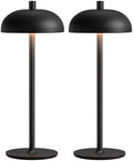 12" Cordless Table Lamps Set of 2, Black Modern Portable Desk Lamp by NEWSEE