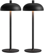 12" Cordless Table Lamps Set of 2, Black Modern Portable Desk Lamp by NEWSEE