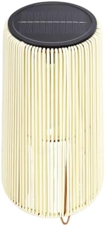 FTVOGUE Solar Lantern Outdoor Rattan Lantern Solar Wicker Decorative USB Charging 1200mAh IP44 Metal Rattan Cutout Pattern for Patio Garden Yard Table (Trapezoid White) - Image 4