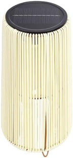 FTVOGUE Solar Lantern Outdoor Rattan Lantern Solar Wicker Decorative USB Charging 1200mAh IP44 Metal Rattan Cutout Pattern for Patio Garden Yard Table (Trapezoid White) - Image 4