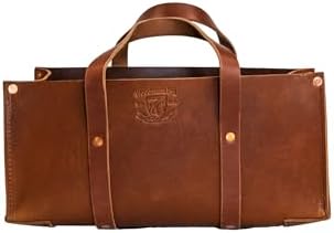 Woodman's Pal Buffalo Leather Tote Tool Bag For Hand Tools, Gardening, Outdoorsmen, Heavy Duty Premium Storage Leather Organizer (Golden Brown) by WoodmansPal