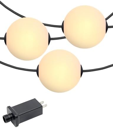 Brightech Orb Outdoor Indoor String Lights - Connectable Set of 2 Frosted Lantern LED String with Weatherproof Globe Lights - Commercial Grade Light Strand for Patio, Porch - 60 Ft, 20 Bulbs Total by Brightech